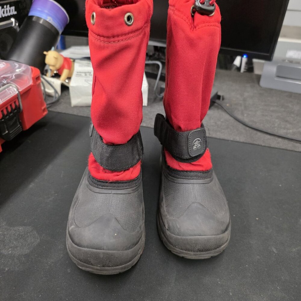 Kamik Red and Black Snow Boots Insulated Waterproof Kids Size 1 Unisex - Picture 3 of 5